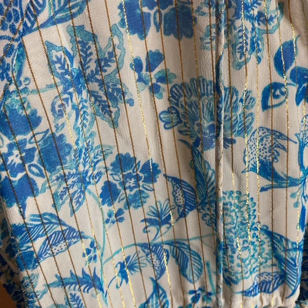 HEMANT & NANDITA Blue and White Ruffled Tiered Dress/NWT - Picture 6 of 12